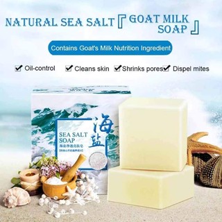 Xà Phòng Muối Biển Sữa Dê 100G | Xà Phòng Rửa Mặt Tắm Body, Soap Tạo Bọt Mịn, Làm Sạch Da Dịu Nhẹ