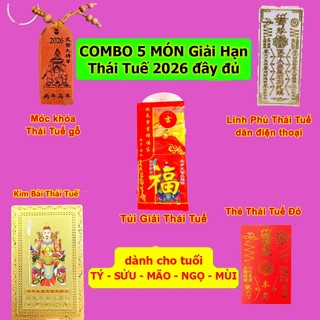 [HÓT] Combo Thái Tuế 5 Món năm 2026: Túi Thái Tuế - Kim Bài Thái Tuế - Thẻ Bài Thái Tuế - Móc khóa