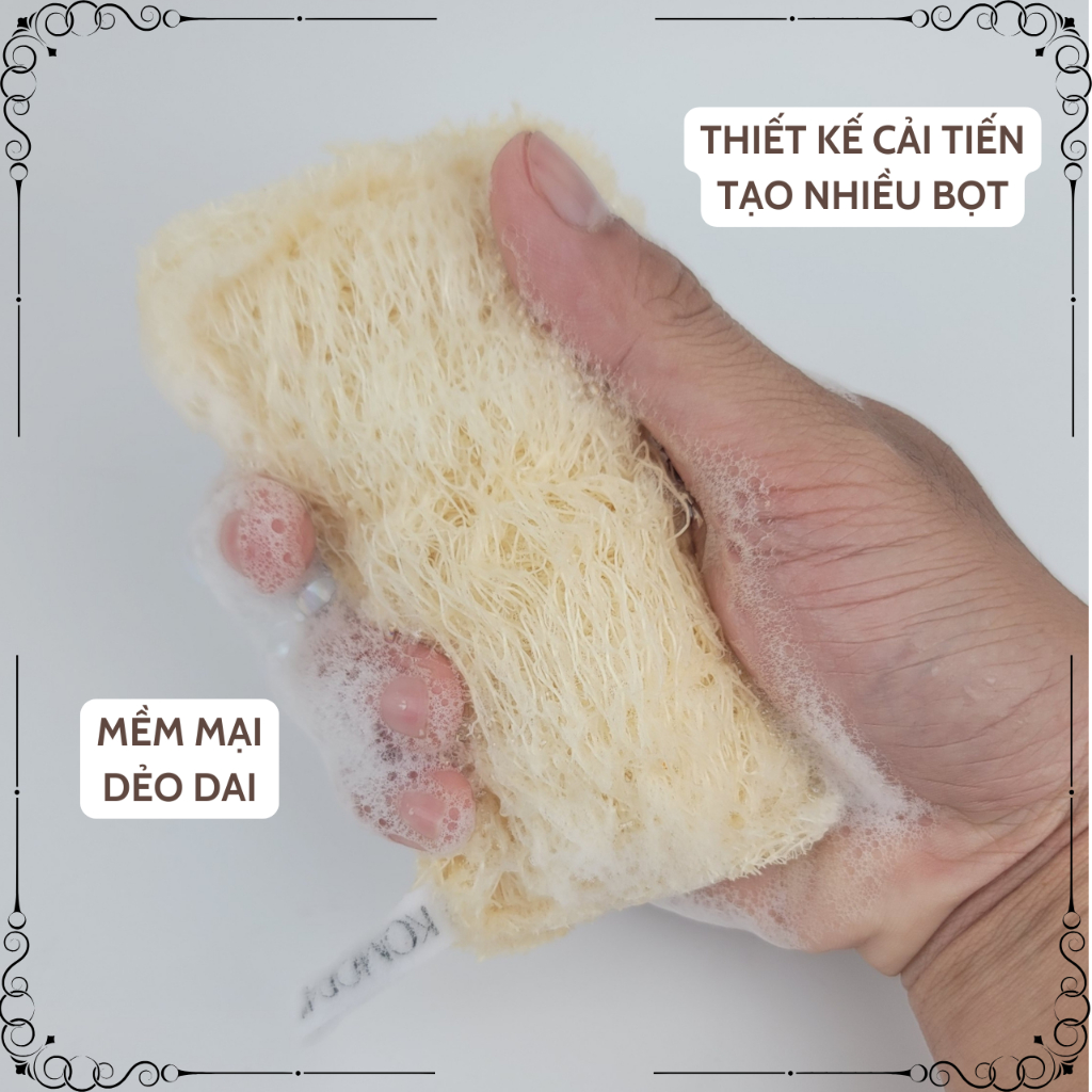 [Miếng Rửa Chén/Bông Tắm] Xơ Mướp Đa Năng KOMORA, Thiết Kế Cải Tiến, Không Làm Xước Lớp Chống Dính