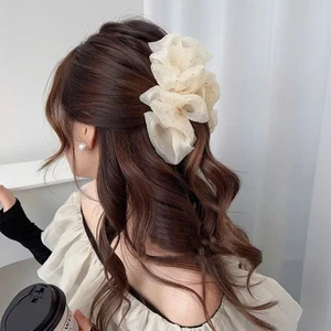 Kẹp Tóc Nơ Lưới Đám Mây Hai Mặt Tạo Bong Bóng Xinh Xắn