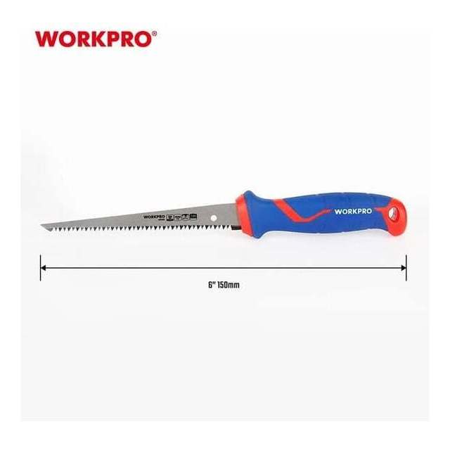Cưa cầm tay WORKPRO WP215016 có đầu nhọn (dạng kiếm) kích thước 150mm (6 inch), lưỡi cưa bằng thép 65Mn. Hàng chính hãng