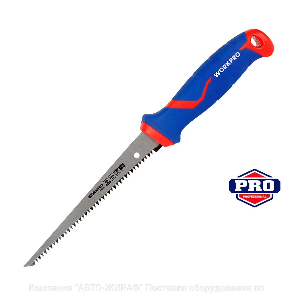 Cưa cầm tay WORKPRO WP215016 có đầu nhọn (dạng kiếm) kích thước 150mm (6 inch), lưỡi cưa bằng thép 65Mn. Hàng chính hãng