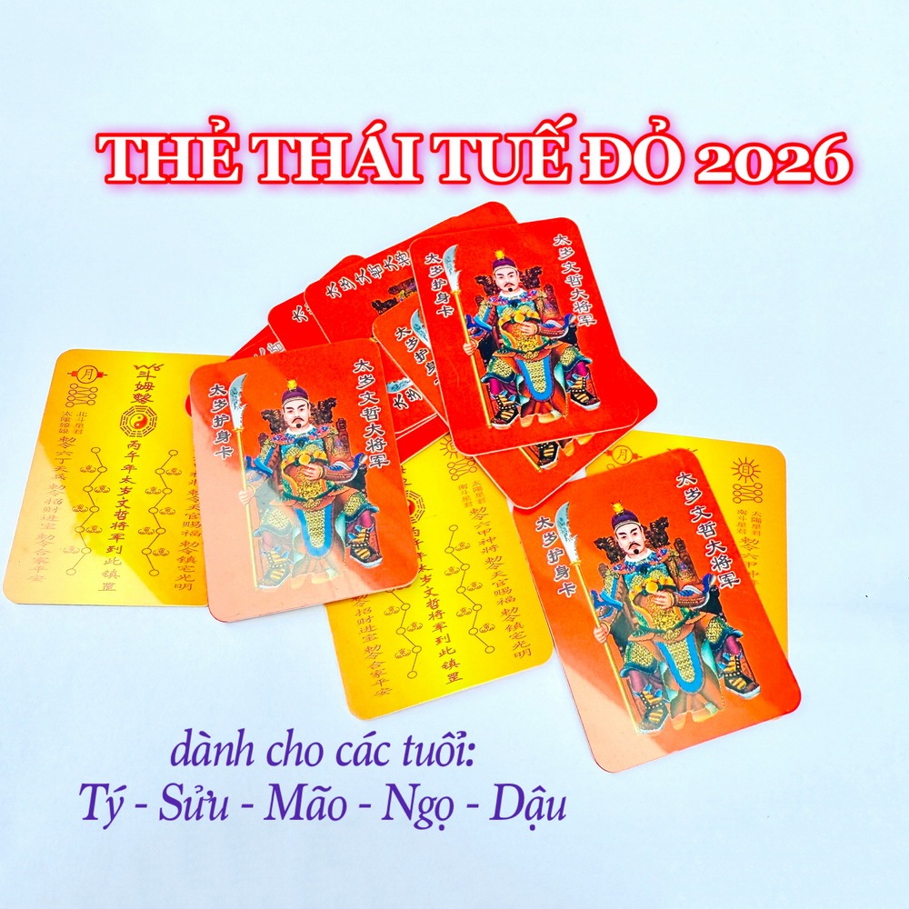 [GIẢI HẠN] Thẻ Kim Bài Thái Tuế 2026 Bỏ Bóp Ví Cho Người Tuổi: TÝ - SỬU - MÃO - NGỌ - DẬU [bằng NHỰA ĐỎ]