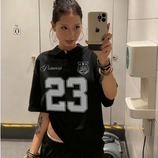 áo polo nữ đen girl phố âu mỹ in hình áo thun local brand eleclassm