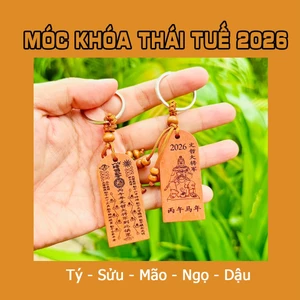 Móc Treo Thái Tuế Gỗ 2026 Giải Phạm Thái Tuế TÝ - SỬU - MÃO - NGỌ - DẬU năm Bính Ngọ Treo Túi Xách, Xe