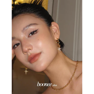 Bông Tai Ánh Sáng Kim Cương BOONEE QUEMEO Bộ Bông Tai Vòng Cổ Cao Cấp Sang Trọng Thép Không Gỉ