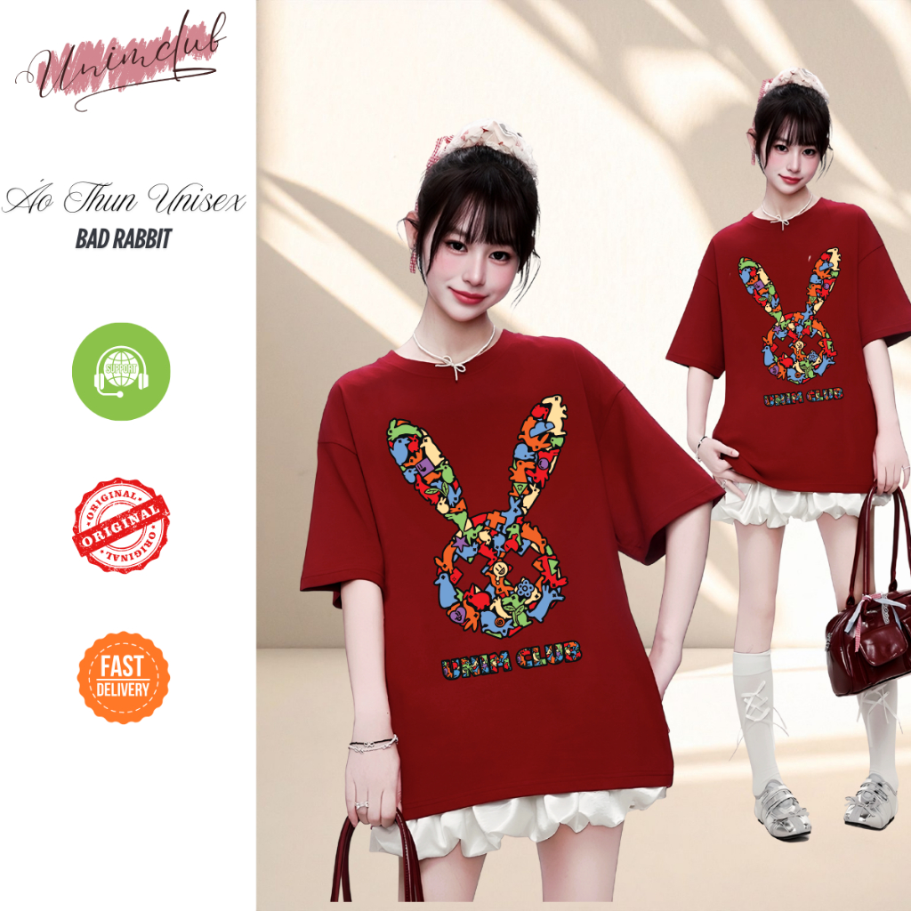 Áo Thun Thỏ Bad Rabbit Ma Thuật Unim Club Form Rộng Dáng Xuông Chùm Mông Chất Liệu Cotton Cao Cấp