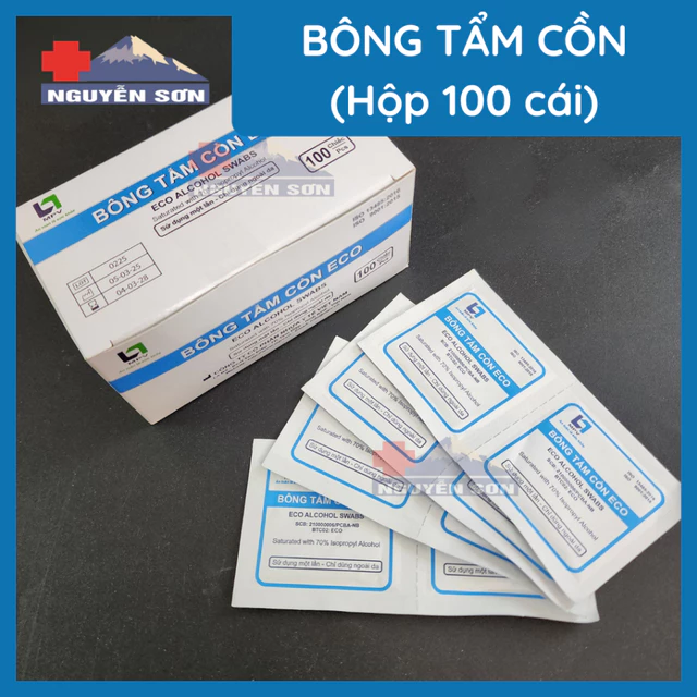 Hộp 100 miếng gạc tẩm cồn MPV sát khuẩn, bông tẩm cồn y tế, Alcohol Pads dùng y tế, làm đẹp