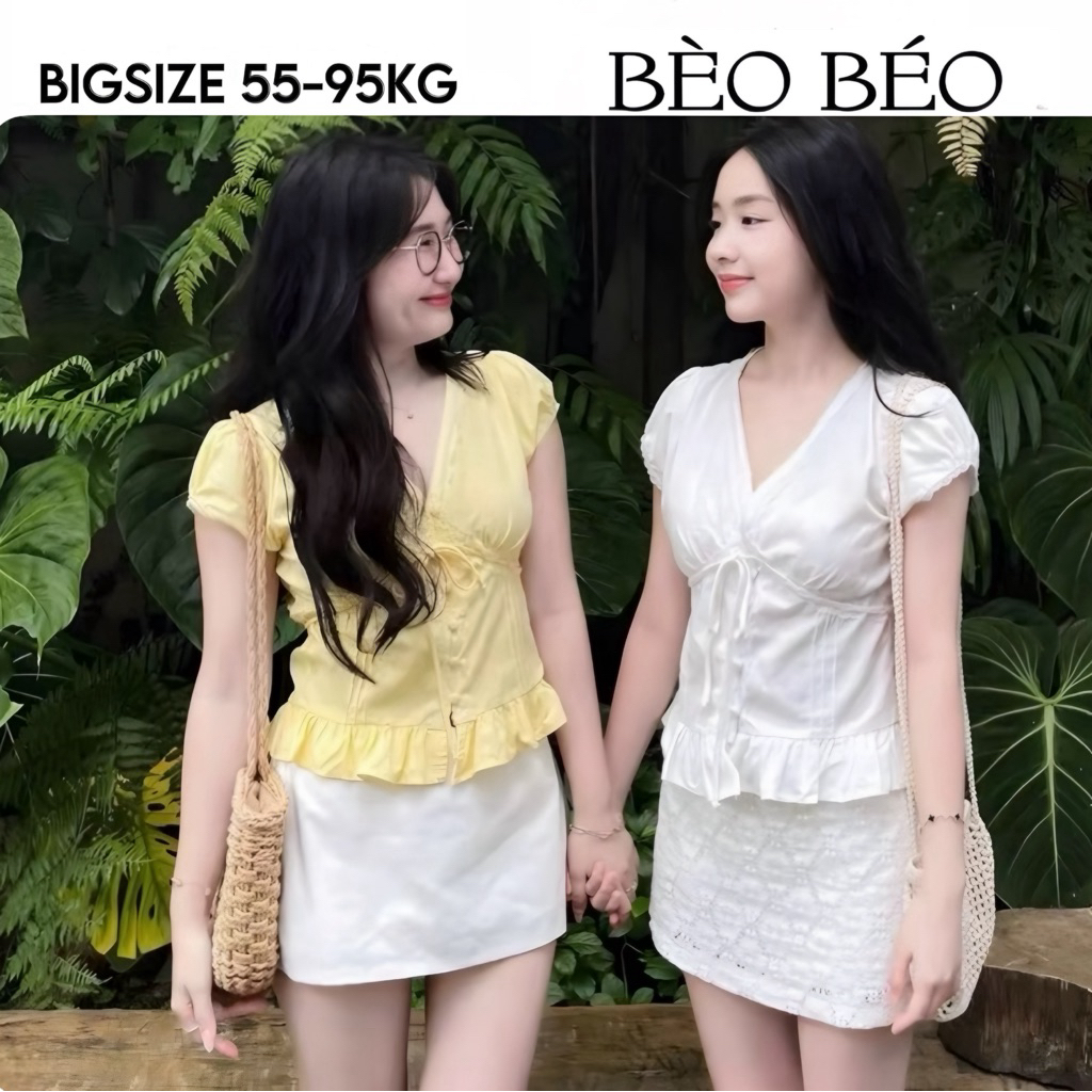[BÈO BÉO BIGSIZE ] ÁO KIỂU CỔ V NÚT BỌC PHỐI REN TAY CON FORM BIGSIZE ...