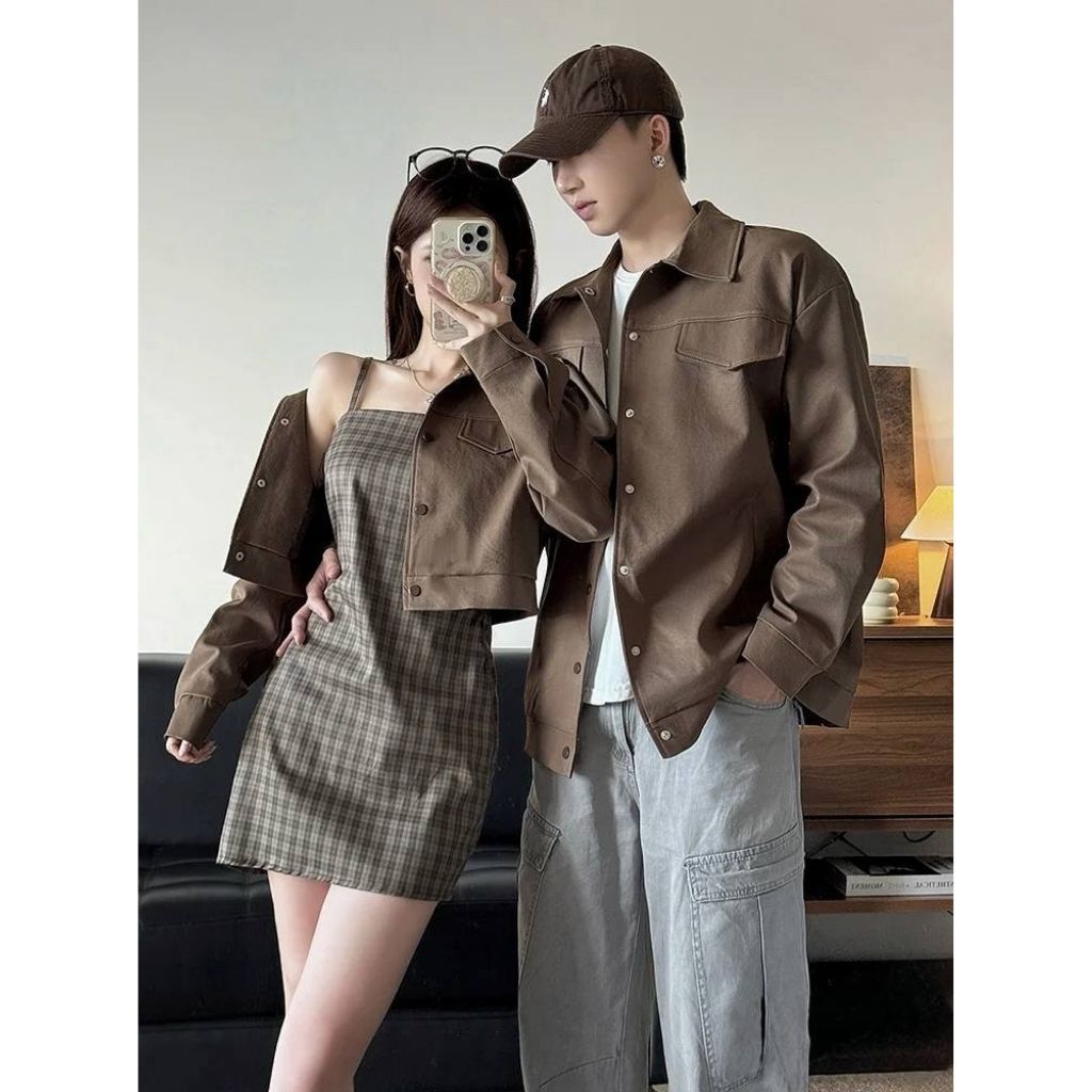 [HOẢ TỐC HN] Áo khoác kaki cổ bẻ cúc kim loại LiLa jacket form crop lửng unisex kiểu basic trẻ trung - áo khoác thu đông