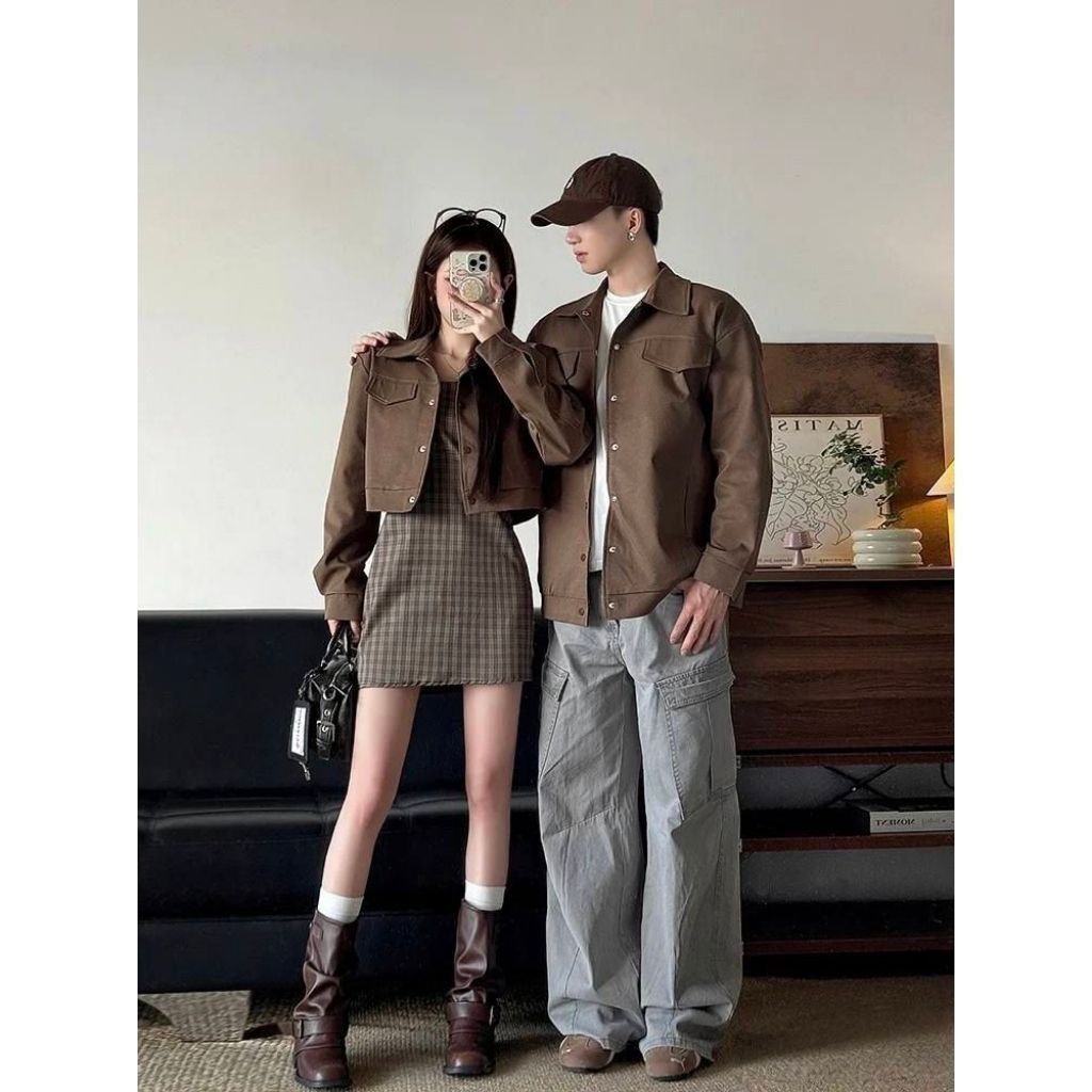 [HOẢ TỐC HN] Áo khoác kaki cổ bẻ cúc kim loại LiLa jacket form crop lửng unisex kiểu basic trẻ trung - áo khoác thu đông