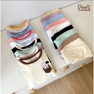 | SEUNKIDS | Bộ dài tay cho bé trai bé gái (15 màu-2 link) visco lụa mát lạnh 8kg đến 35kg bộ mặc nhà set mặc nhà