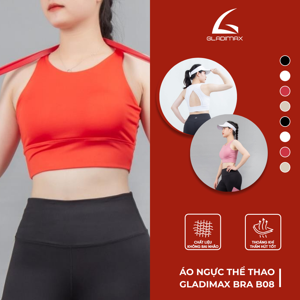 Áo ngực thể thao Gladimax Bra Lotus B08 cá tính chất, thun 4 chiều cao cấp phù hợp cho yoga, gym,...