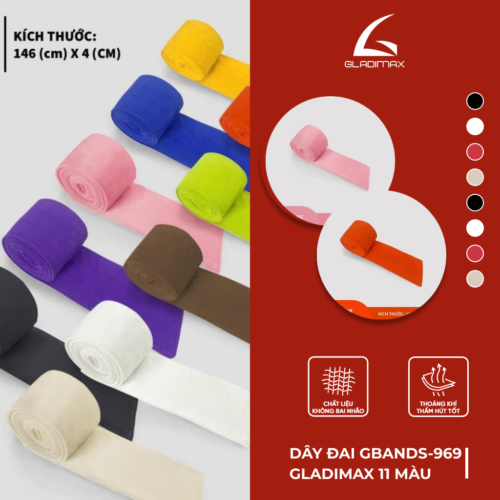 Dây đai GBand-969 Gladimax 11 màu sắc cá tính, chất vải gió, dùng làm dây rút, tạo điểm nhấn phối đồ