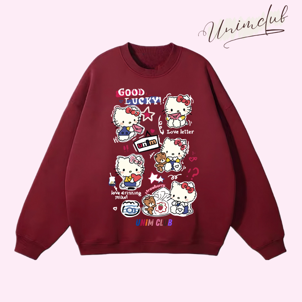 Áo Nỉ Dài Tay Hello Kitty Chất Liệu Nỉ Chân Cua Cao Cấp CVC 350gsm Mềm Mịn Giữ Ấm