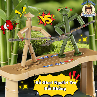 Đồ Chơi Người Tre Đối Kháng Rút Dây Kèm Nhiều Phụ Kiện, Mô Phỏng Múa Rối Nước - Đồ Chơi Dân Gian Vui Nhộn Giảm Stress