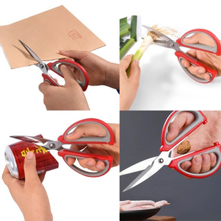 Kéo Màu Đỏ Inox Đa Năng Cán Nhựa Dụng Cụ Nhà Bếp Cắt Thực Phẩm Cao Cấp Siêu Bền 88518
