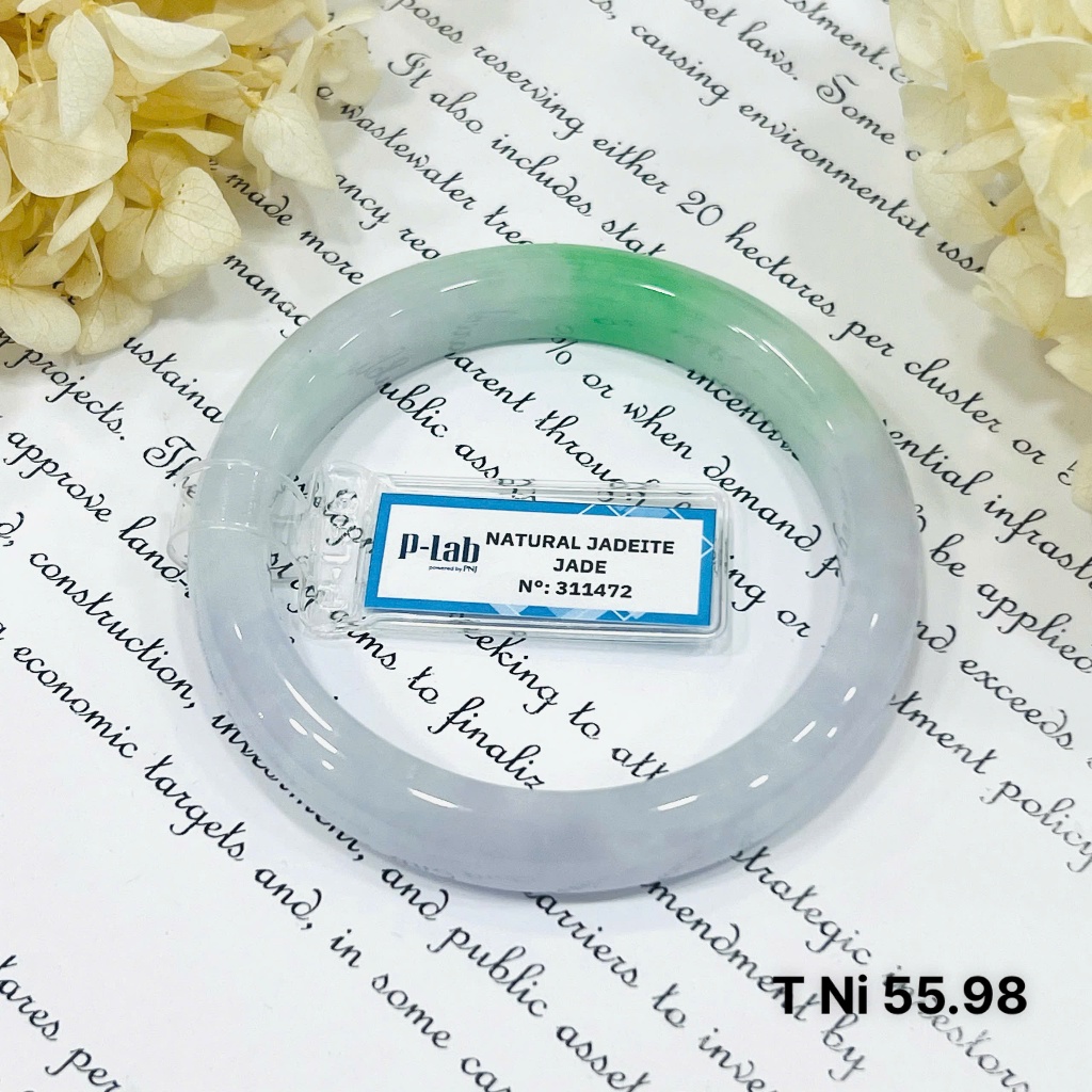 Vòng Cẩm Thạch Xanh Ngọc Ánh Tím Bản Hẹ Ni 54-55-56 Kèm Kiểm Định - Ngọc Trai Trường Thịnh