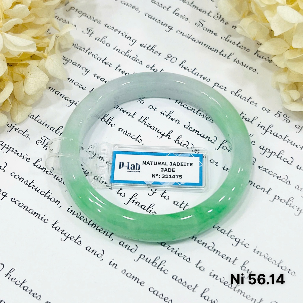 Vòng Cẩm Thạch Xanh Ngọc Ánh Tím Bản Hẹ Ni 54-55-56 Kèm Kiểm Định - Ngọc Trai Trường Thịnh