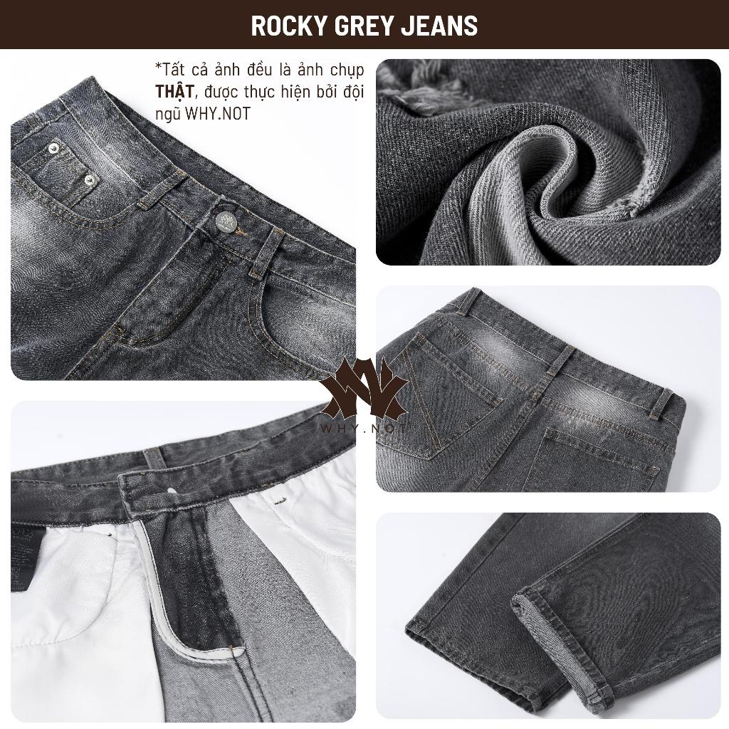 [CÓ BIGSIZE] -  Quần Jeans Nam WHY.NOT ROCKY BLUE Jean Ống Suông Rộng Form Regular Fit Màu Xanh, Ghi
