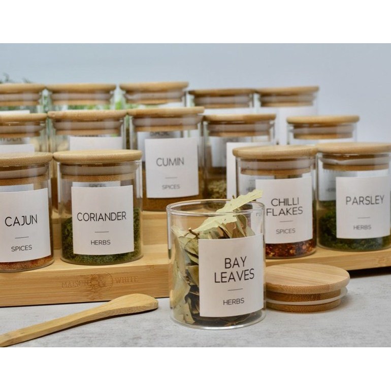 [Combo] Nhãn Dán Gia Vị Chống Nước, Tem Dán Phân Loại Nước Chấm, Chai Lọ Gia Vị, Chữ Rõ Nét – Nền Trong/Trắng