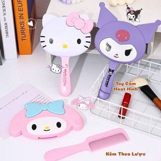 Set Gương Lược Cầm Tay 2IN1 Kuromi/Kitty/Cún Trắng/Thỏ Hồng Dễ Thương, Nhỏ Gọn, Tiện Lợi Dễ Dàng Mang Theo