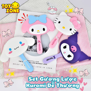 Set Gương Lược Cầm Tay 2IN1 Kuromi/Kitty/Cún Trắng/Thỏ Hồng Dễ Thương, Nhỏ Gọn, Tiện Lợi Dễ Dàng Mang Theo