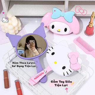 Set Gương Lược Cầm Tay 2IN1 Kuromi/Kitty/Cún Trắng/Thỏ Hồng Dễ Thương, Nhỏ Gọn, Tiện Lợi Dễ Dàng Mang Theo