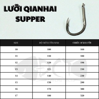LƯỠI CÂU CÁ QIANHAI SUPPER SĂN HÀNG ĐEN CÓ NGẠNH - ĐÀI CÂU THÍCH