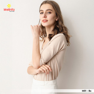 Áo len cổ tim ngắn tay dệt kim vải Viscose mềm mại ấm áp thoáng khí MELINFA VAA0264