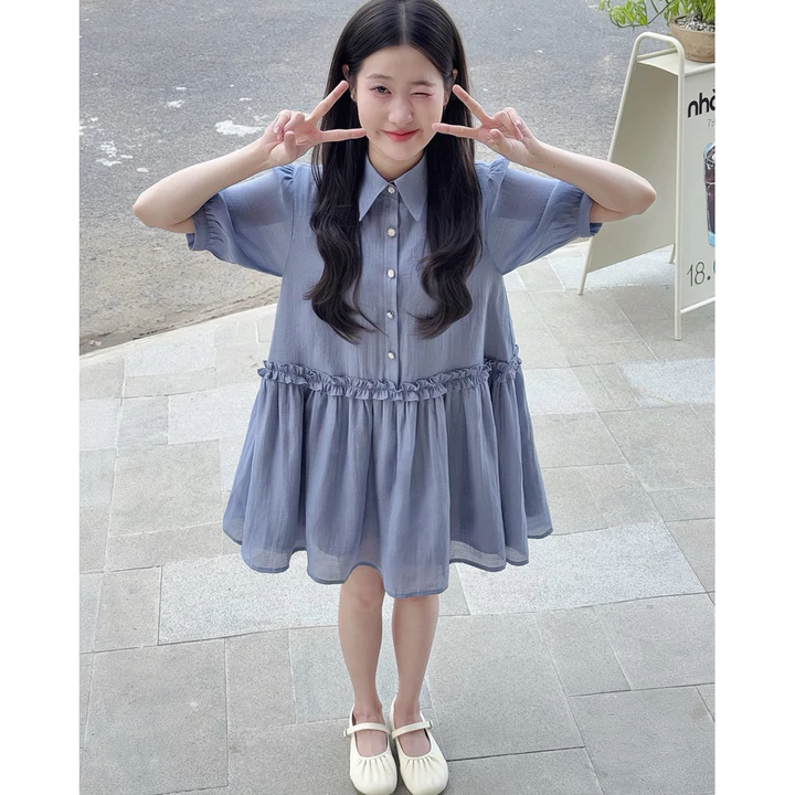 Đầm Babydoll TONI CHOPPI Tay Bồng Tùng Nhúng, Váy Babydoll Nữ Phù Hợp Mặc Đi Học Đi Chơi - Violet