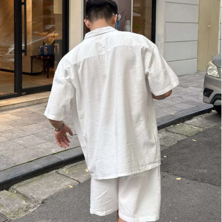 Bộ Quần Áo Nam Sơ Mi Mặc Hằng Ngày Đi Chơi Đi Biển Hè 2025 Nhà Halley Chất Liệu Linen Cao Cấp Đứng Form Thoáng Mát J45