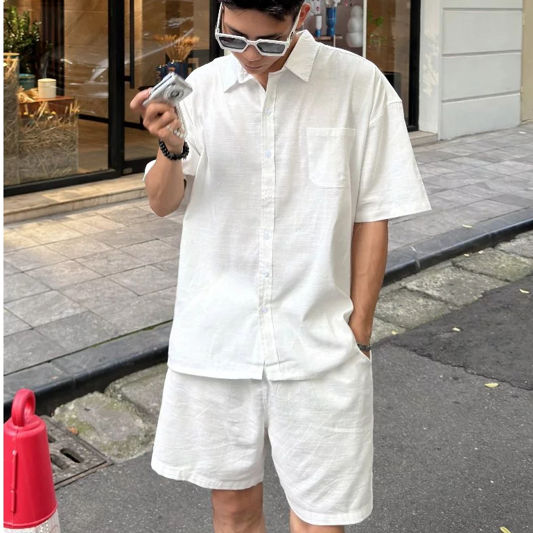 Bộ Quần Áo Nam Sơ Mi Mặc Hằng Ngày Đi Chơi Đi Biển Hè 2025 Nhà Halley Chất Liệu Linen Cao Cấp Đứng Form Thoáng Mát J45