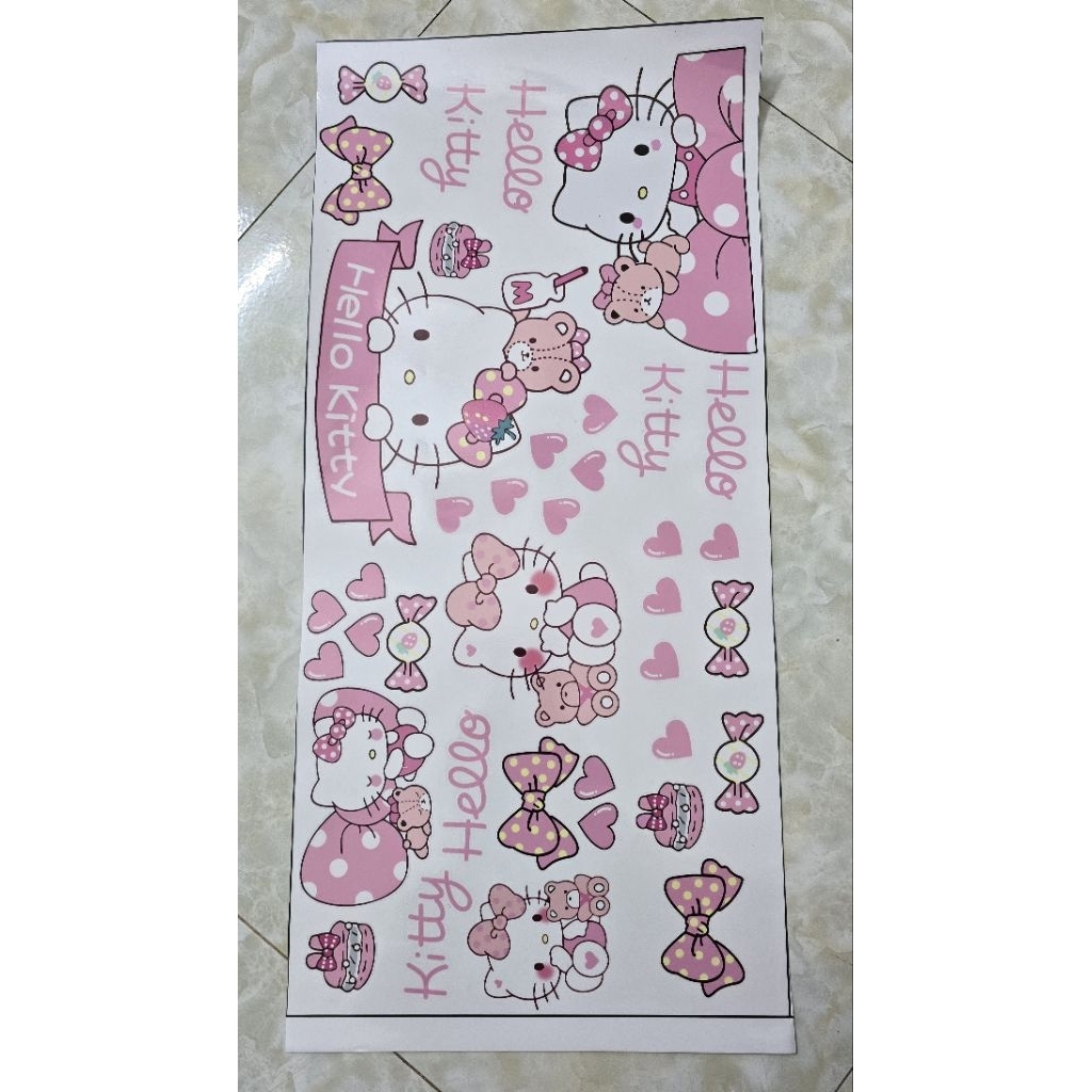 Nhãn dán Hello Kitty dán các loại xe điện,xe máy,oto,.. dán thân xe Hoạt hình Chống nước chống trầy xước