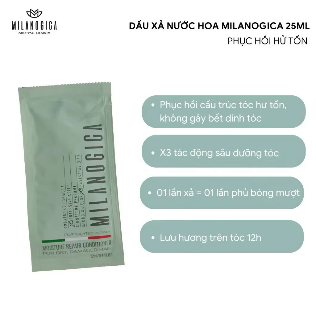 Dầu gội xả Milanogica dạng gói 12ml/ gói du lịch tiện lợi