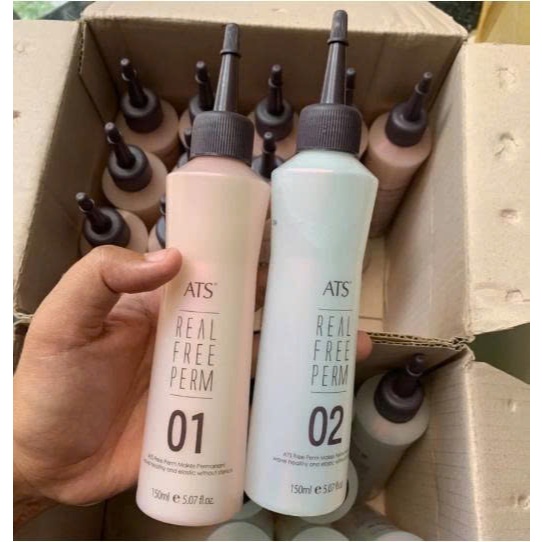 thuốc uốn lạnh tại nhà, uốn lạnh ATS siêu xoăn, nhẹ mùi cặp 150mlx2.tặng kèm bao tay, kẹp vịt, bịt tai