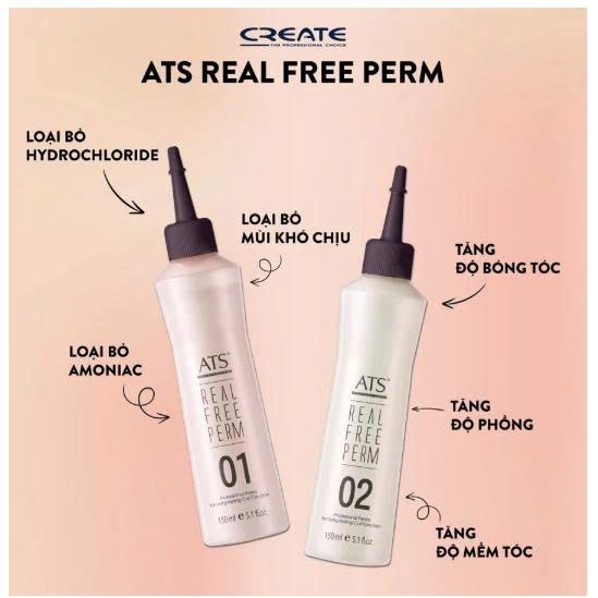 thuốc uốn lạnh tại nhà, uốn lạnh ATS siêu xoăn, nhẹ mùi cặp 150mlx2.tặng kèm bao tay, kẹp vịt, bịt tai