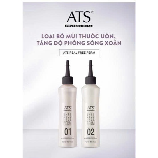 thuốc uốn lạnh tại nhà, uốn lạnh ATS siêu xoăn, nhẹ mùi cặp 150mlx2.tặng kèm bao tay, kẹp vịt, bịt tai