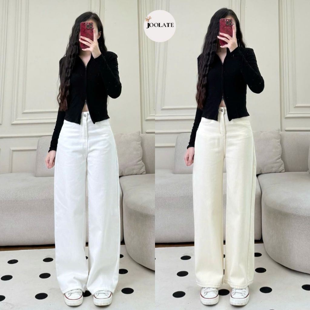 Quần bò jeans ống suông Joolate rộng chất jean bò mềm phong cách Hàn cá tính mặc đi chơi đi học đủ màu