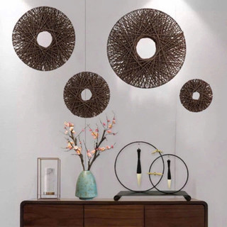 Giỏ ( vòng) mây tre Đan cắm hoa decor phòng đường kính 30cm - Giỏ cắm hoa