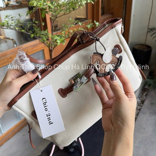 Chio2nd - Tặng Charm Ngựa - Túi Đeo Vai Canvas dáng bigsize tote