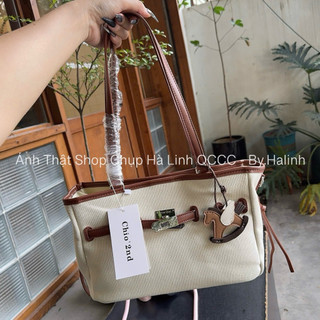 Chio2nd - Tặng Charm Ngựa - Túi Đeo Vai Canvas dáng bigsize tote
