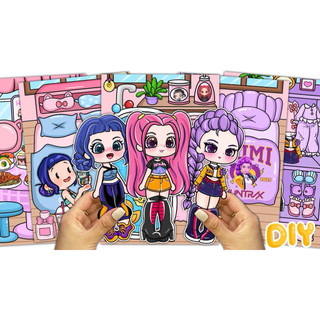 Đồ chơi bóc dán ngôi nhà Âm nhạc của các cô gái Idol Kpop - Búp bê giấy
