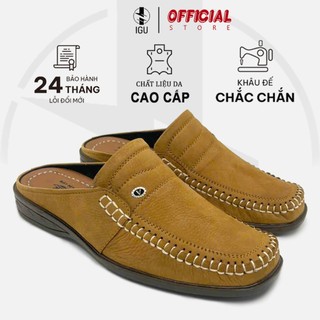 Giày Sabo Nam IGU,Giày Sục Trung Niên Da Bò Cao Cấp G0214.