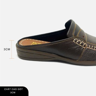 Giày Sabo Nam IGU,Giày Sục Trung Niên Da Bò Cao Cấp G0214.
