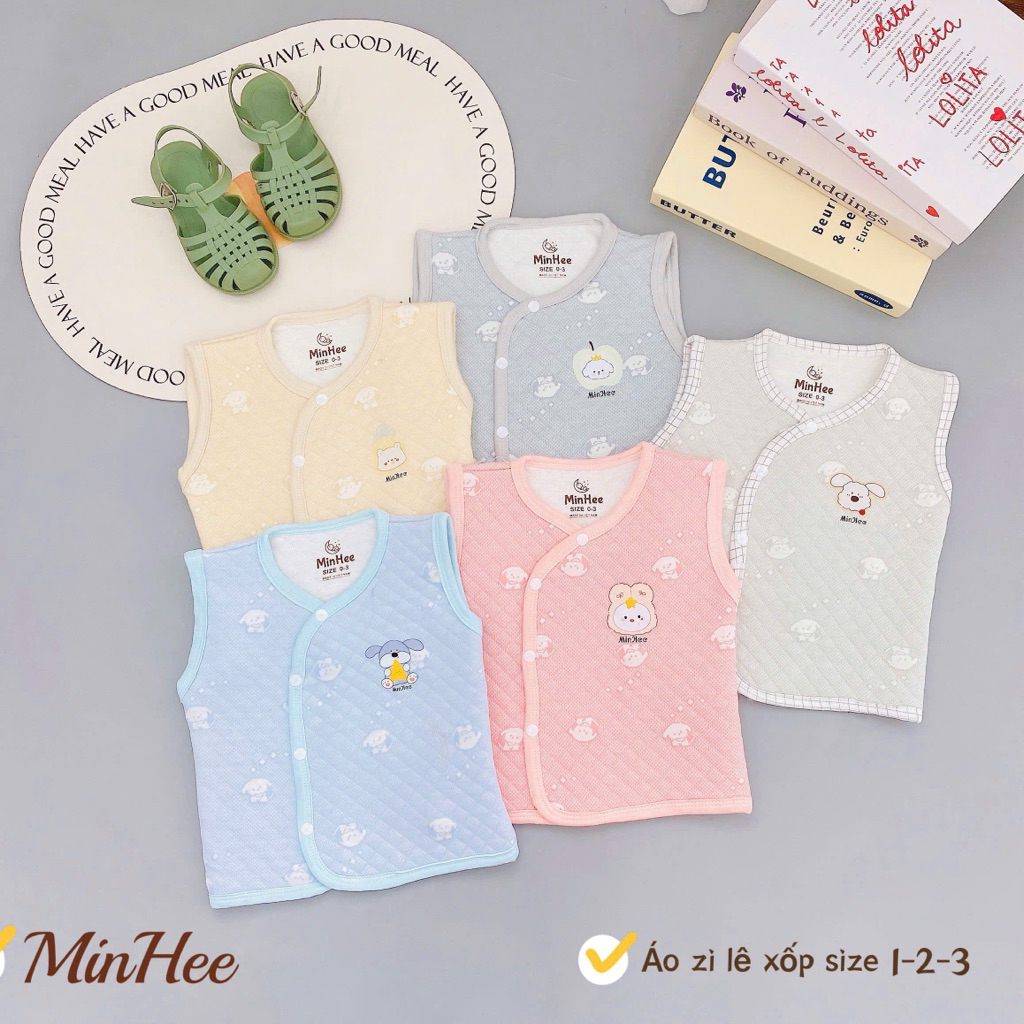 (SET 1-2) Áo gile trần bông cúc lệch LP cho bé trai, bé gái từ 5 đến 11kg (LPGL 01)