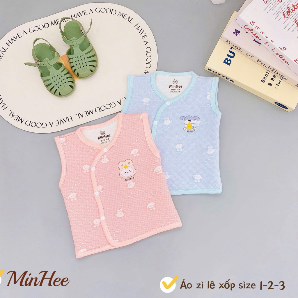 (SET 1-2) Áo gile trần bông cúc lệch LP cho bé trai, bé gái từ 5 đến 11kg (LPGL 01)