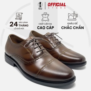 Giày Tây Nam Da Bò IGU Oxford Đế Khâu,Giày Da Công Sở Cao Cấp Tăng Chiều Cao Cột Dây Trẻ Trung,Sang Trọng.