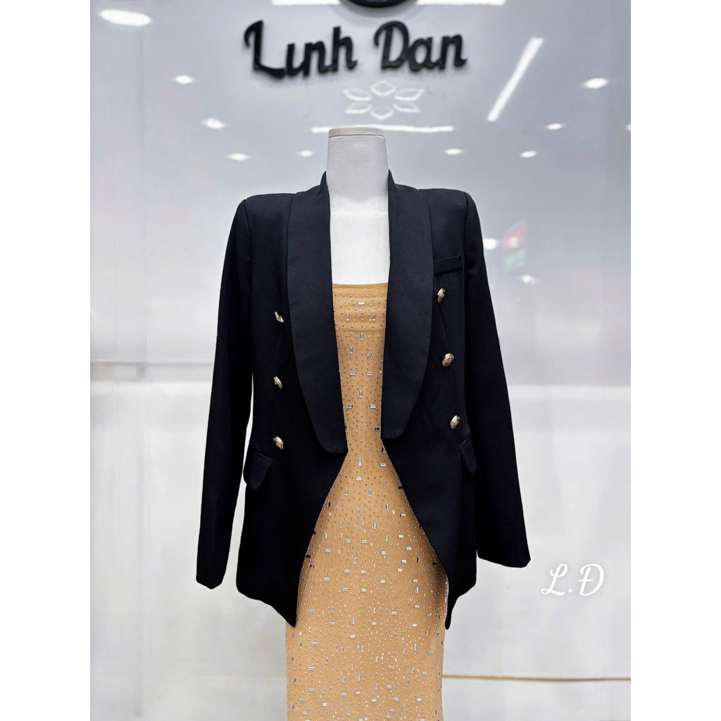 vest khuy đồng phom dài sang diện thu - đông siêu sang SML
