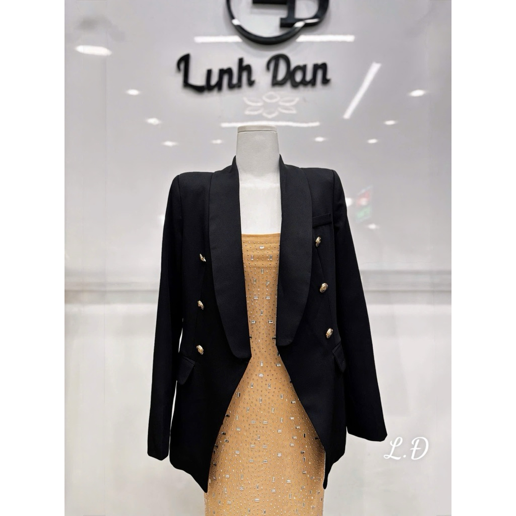 vest khuy đồng phom dài sang diện thu - đông siêu sang SML